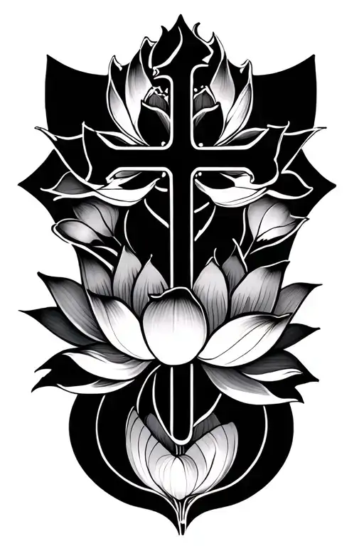 Cross With Lotus Flower