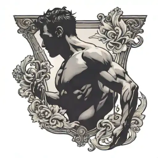 Male Silhouette Floating Towards A Mirror Above