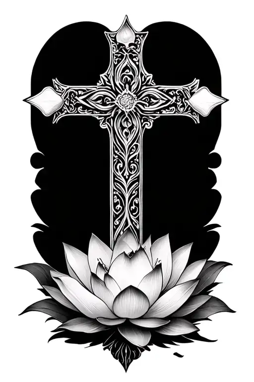 Cross With Lotus Flower Femine