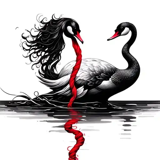 Couples Tattoo Black Swan Red Thread Of Fate