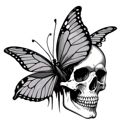 Butterfly Emerging From Skull For Arm