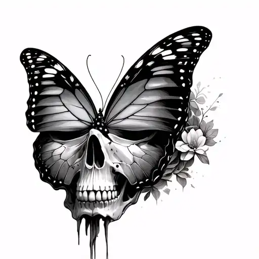 Butterfly Emerging From Skull To Symbolise Growth