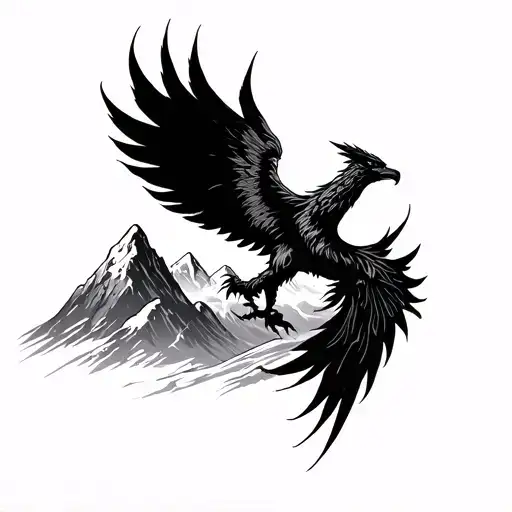 Phoenix Rising Over Mountain At Dawn