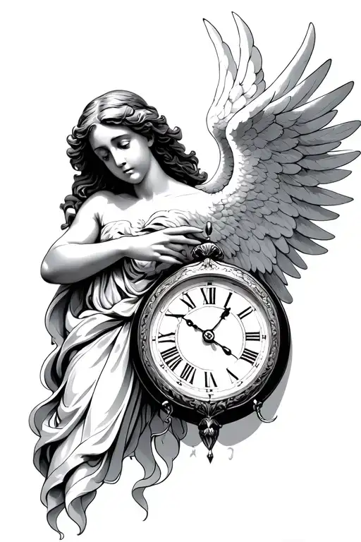 An Angel Touching A Clock Hands