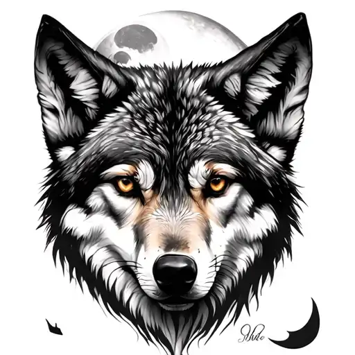 A Realistic Forest Wolf And Moon