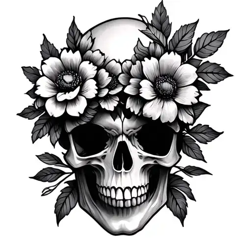 Skull And Flowers