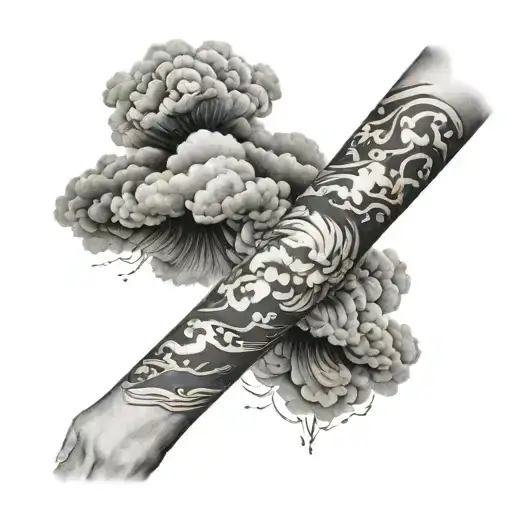 Small Thin Smoke Or Cloud Tattoos Wrap Around Men Wrist Pictures