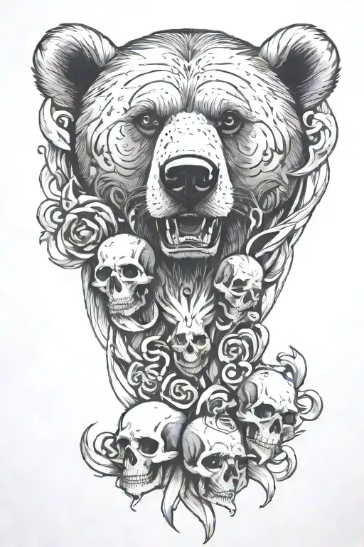 Bear And Skulls Surrounded