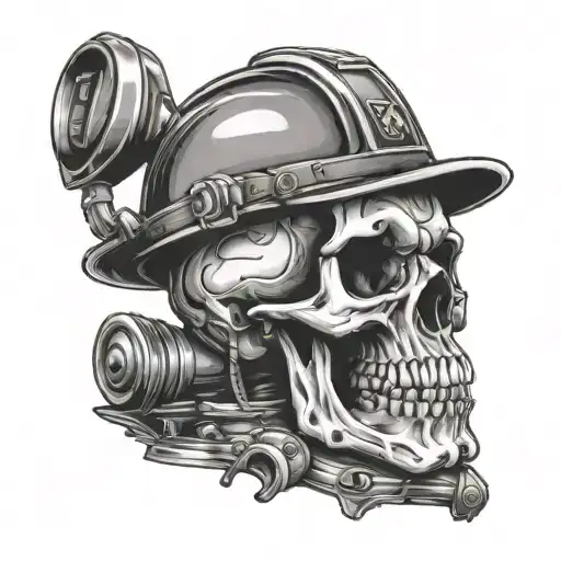 A Skull Wearing A Hard Hat With Pipe Benders