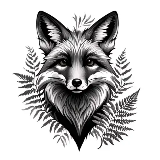 Fox With Fern Leaves