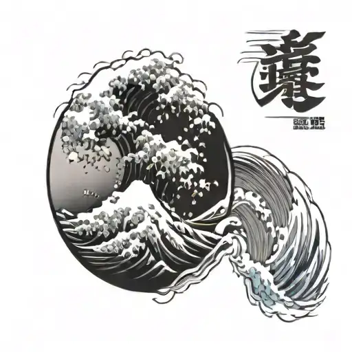 Wave Of Kanagawa Inside Of A Circle Surrounded By Circles Of Choppy And Calm Water In The Same Style