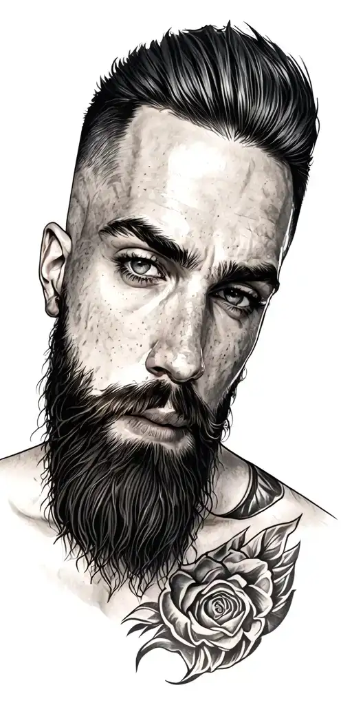 Man With Beard And Side Cut