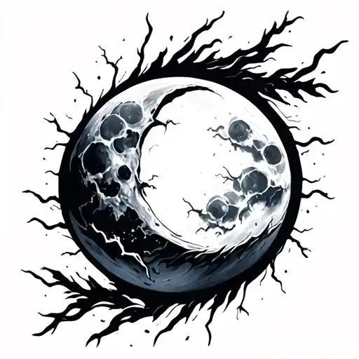 Halfmoon And Electricity Abstract Tatoo