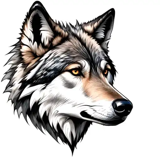 Wolf Side Ways Tattoo Upper Back Realistic