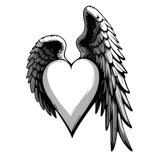 Angel Wings Folded Around A Blank Heart