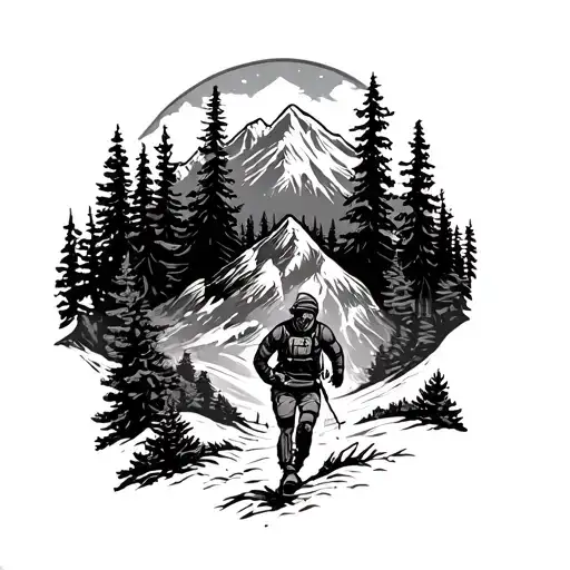 Mountain And Forest And Trail Runner