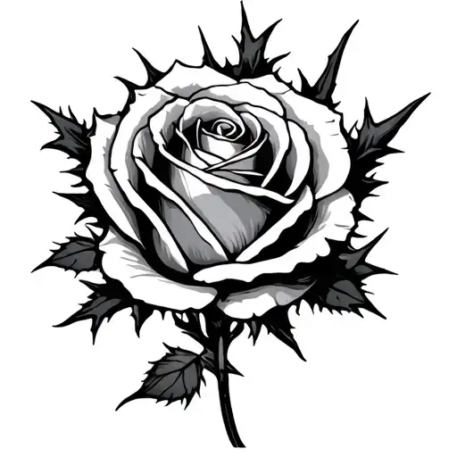 Small Rose Surrounded By Thorns