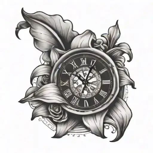 Lily Flower And Clock Melting