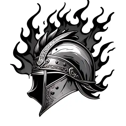 Roman Helmet Engulfed In Flames Left Arm Sleeve