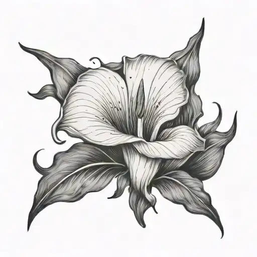 Crescant Moon Surronded By Cala Lily