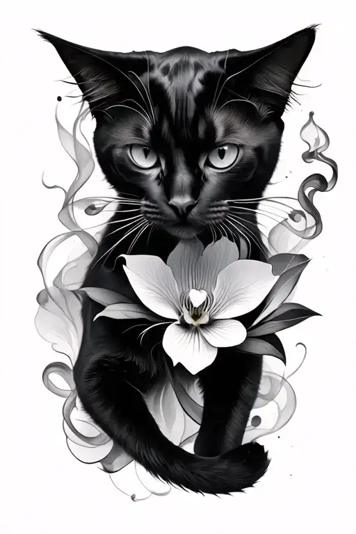 Smokey Orchid And Cat