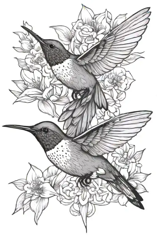 2 Humming Bird With Flowers