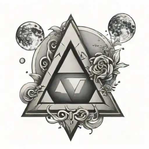 Triforce With The Moon Behind It Tattoo Design