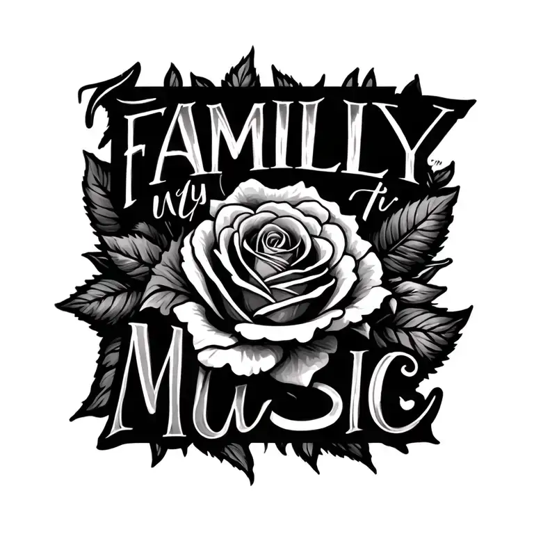 Family First Wordes And A Big Rose Surrounded My Music