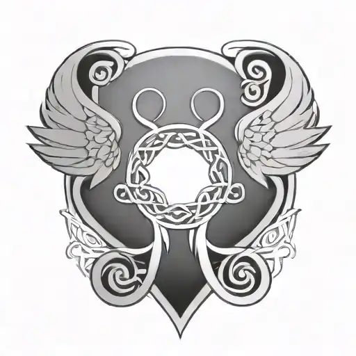 Celtic Knot In The Center Angle Wings