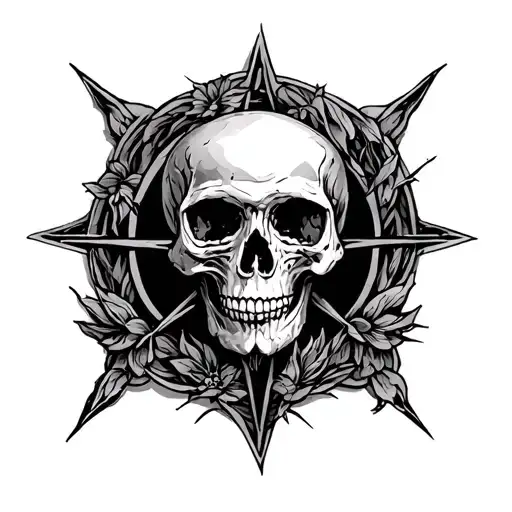 Pentagram And Skull Surrounded