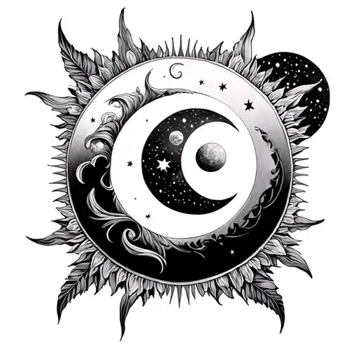 Sun And Moon Matching Baroque Cybersigilism Style