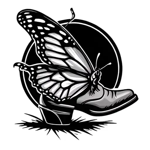 Butterfly With One Wing Being A Cowboy Boot Stepping