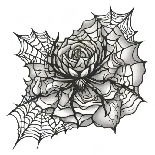 Spider Web With Rose