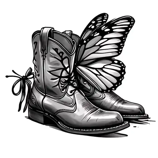 Butterfly With One Wings Being Cowboy Boots