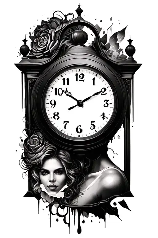Blend Ripped Clock And Woman Portrait To Fill The Gap