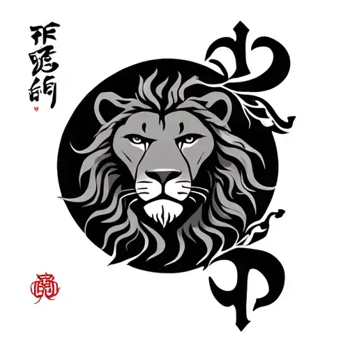 Leo Sign With Ying Symbol And August Sign