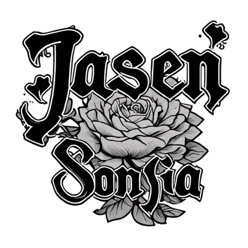 Thin Line Drawing Of The Name Jasen To Also Read Sonja When Flipped