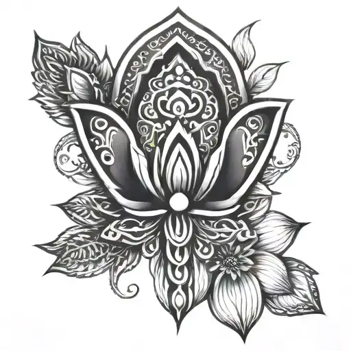 Hamsa And Lotus Flower Blooming