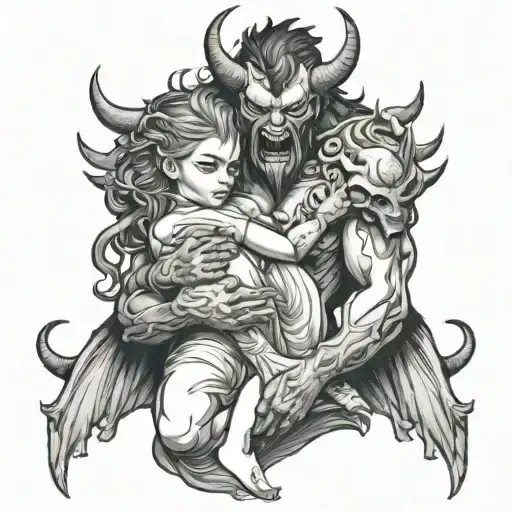 Demon Holding Girl