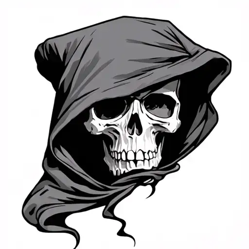 Skull In A Hood In The Center