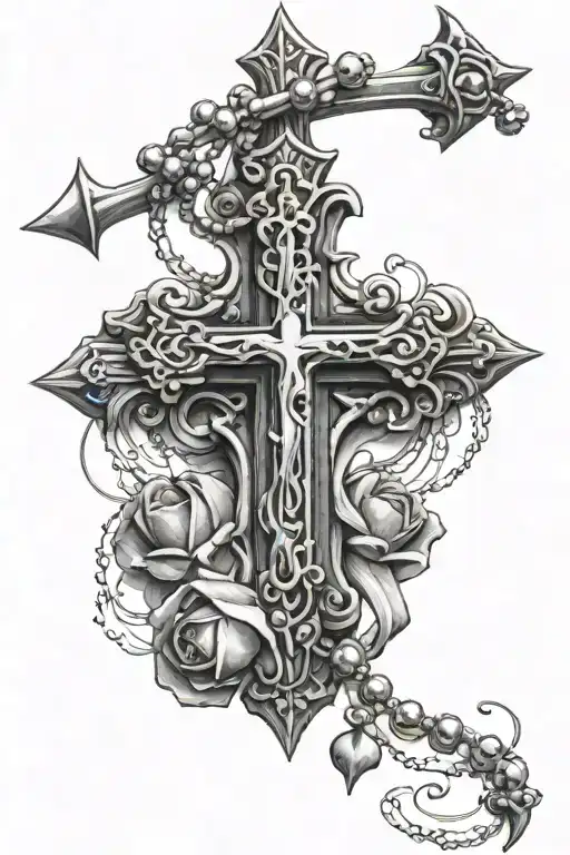 Cross And Rosary Wrapped