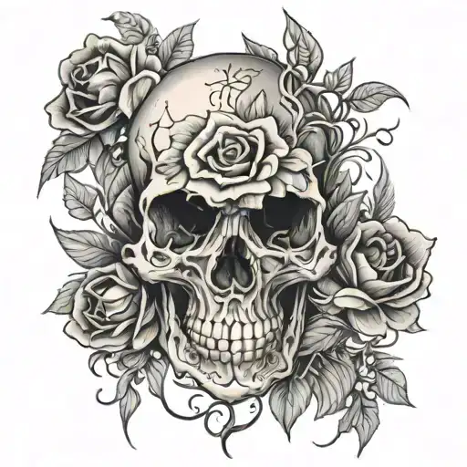 Pray Flowers Skull Inside
