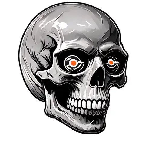 Skull With Philadelphia Flyers Symbol In Eyes