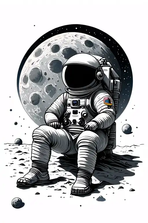 The Astronaut That Is Sitting On The Moon