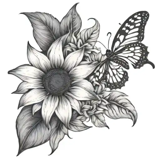 Sunflower And Tiger Lilly Intertwined