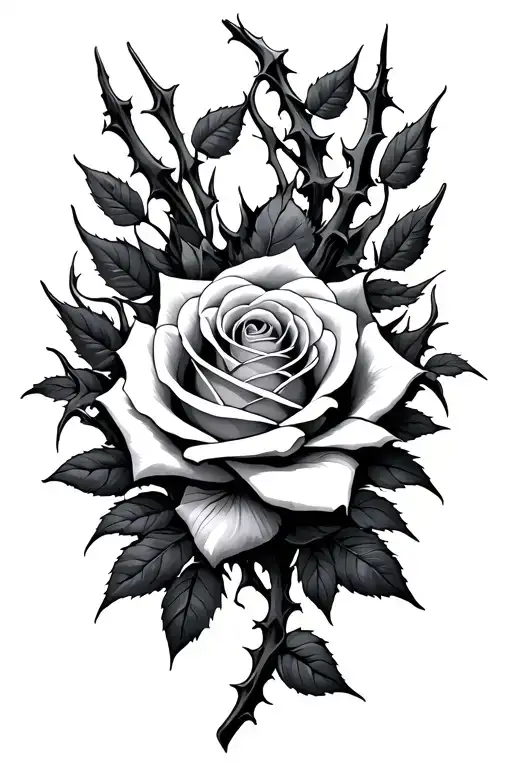 Thorns And Rose Intertwined