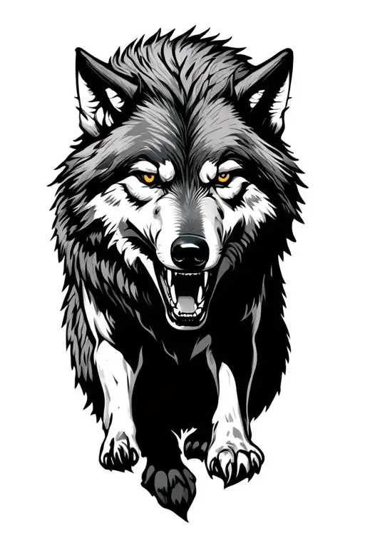 Growling Wolf Standing