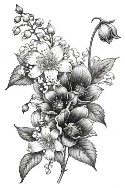 Realistic Floral Design With Lily Of The Valley And Poppy