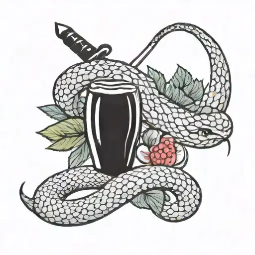 Snake And Raspberry With Dagger