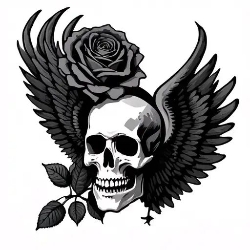 Skull Wing Roses Named Black Sabbath